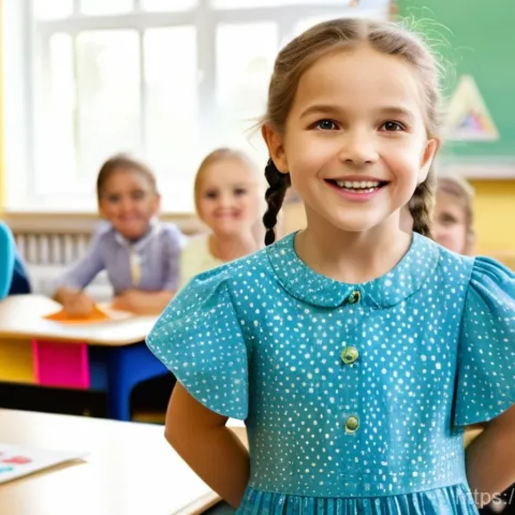 언어치료 교육의 중요성 - **Prompt: Child's Triumphant Communication**
    "A vibrant and joyful 6-year-old Polish girl with s...