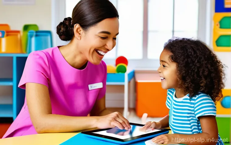 언어 장애 평가 기법 - **Prompt:** A heartwarming scene of a young mother, in her late 20s or early 30s, gently observing h...