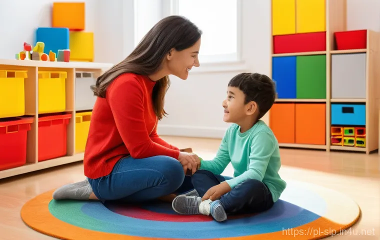 언어 발달 평가 - **Prompt:** A playful and energetic scene featuring a young child (around 3-4 years old) and a paren...